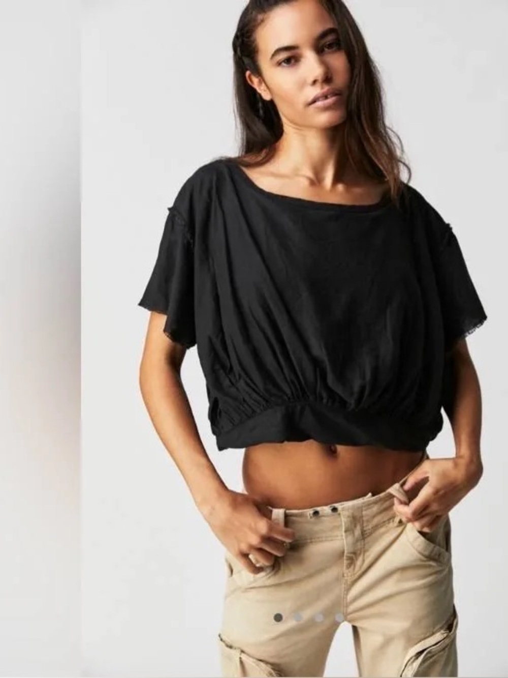 FP We the Free People Cloud Nine Black Bubble Hem Tee